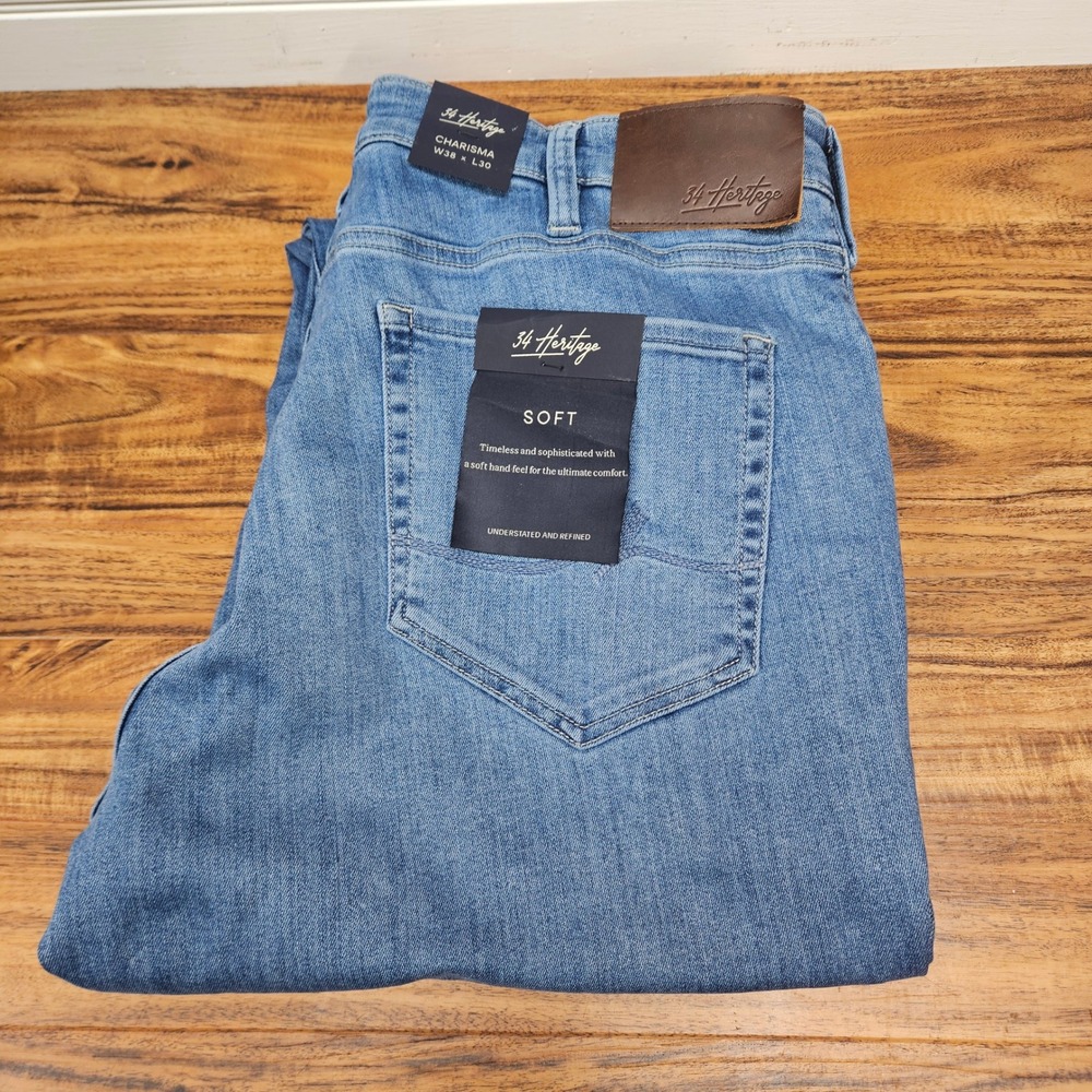 34 Heritage Charisma Comfort Rise Classic Jeans Blue W38 L30 Soft Stretch